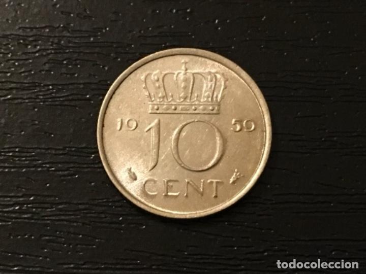 Monedas antiguas de Europa: Moneda 10 cent Holanda 1959 - Foto 2