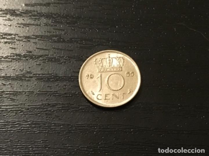 Monedas antiguas de Europa: Moneda 10 cent Holanda 1955 - Foto 1