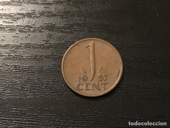 Monedas antiguas de Europa: Moneda 1 cent Holanda 1957 - Foto 2