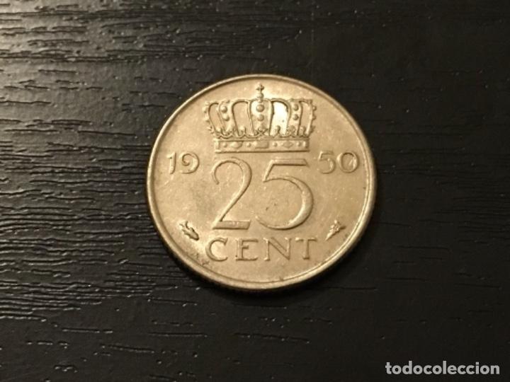 Monedas antiguas de Europa: Moneda 25 cent Holanda 1950 - Foto 1