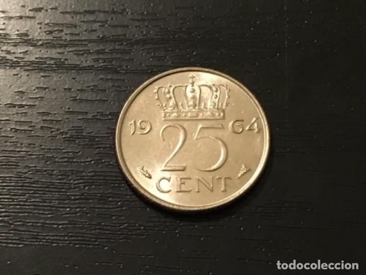 Monedas antiguas de Europa: Moneda 25 cent Holanda 1964 - Foto 1