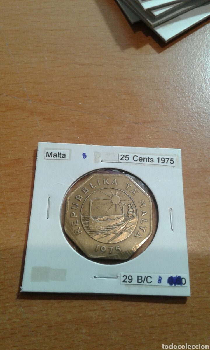 Monedas antiguas de Europa: Malta 25 cent 1975 ebc km29 - Foto 1