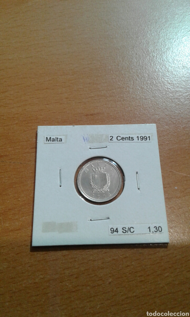 Monedas antiguas de Europa: Malta 2 cent 1991 sc km94 - Foto 1