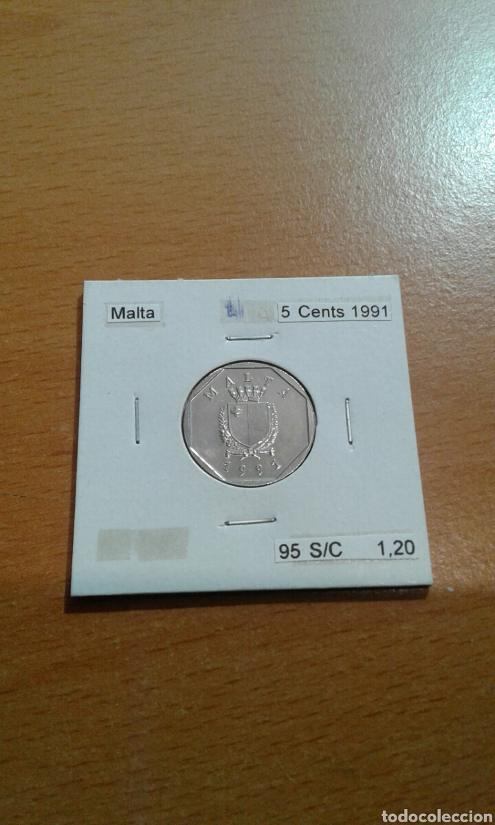 Monedas antiguas de Europa: Malta 5 cent 1991 sc km95 - Foto 1