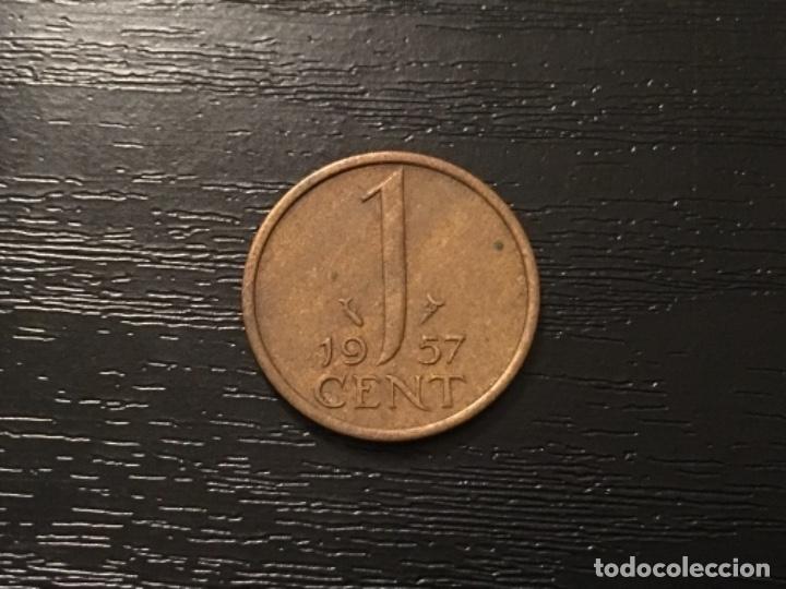 Monedas antiguas de Europa: Moneda 1 cent Holanda 1957 - Foto 1