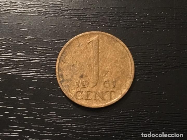 Monedas antiguas de Europa: Moneda 1 cent Holanda 1961 - Foto 2