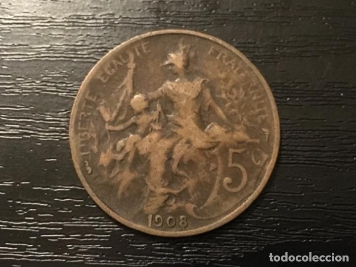 Monedas antiguas de Europa: Moneda 5 centimos Francia 1908 - Foto 2