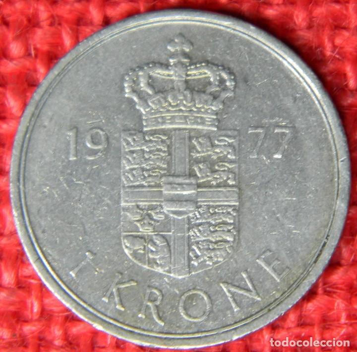 Monedas antiguas de Europa: Dinamarca - 1 Krone - 1977 - Foto 2