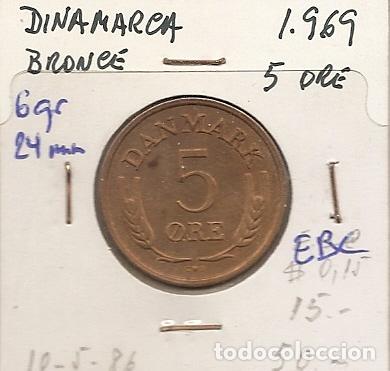 Monedas antiguas de Europa: DINAMARCA 1969. MONEDA DE 5 ORE. EBC - Foto 1