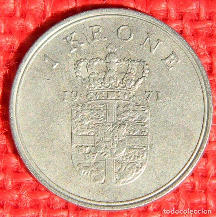 Monedas antiguas de Europa: Dinamarca - 1 Krone - 1971 - Foto 2