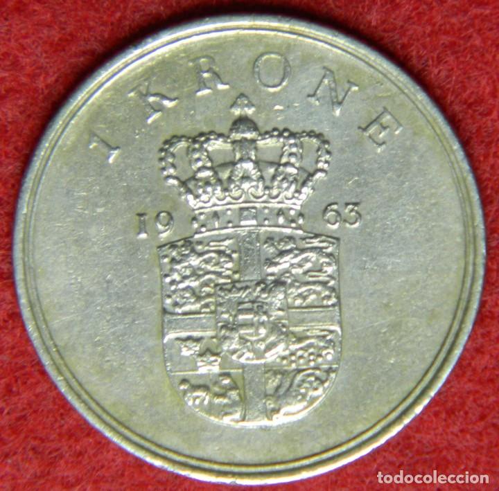 Monedas antiguas de Europa: Dinamarca - Danmark - 1 Krone - 1963 - Foto 2