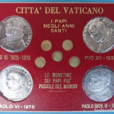 Monedas antiguas de Europa: SET ESTUCHE BLISTER, 4 MEDALLAS DE LOS PAPAS, PLATEADAS Y 5 MINI DORADAS, CITTA D VATICANO, ORIGINAL