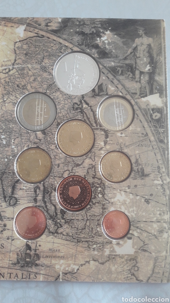 Monedas antiguas de Europa: Holanda 2002 8 monedas con moneda plata - Foto 1