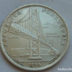 Monedas antiguas de Europa: MONEDA DE PLATA DE 20 ESCUDOS DE PORTUGAL DE 1966, PUENTE DE SALAZAR