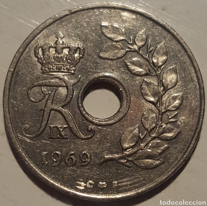 Monedas antiguas de Europa: MONEDA - DINAMARCA 25 ORE 1969 - Foto 2