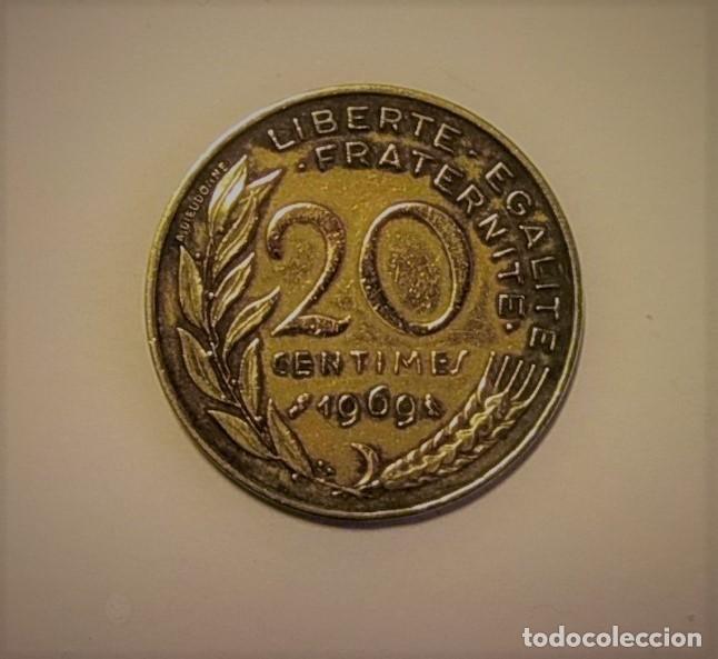 Monedas antiguas de Europa: FRANCIA 1969 - 20 CENTIMES - MBC. - Foto 2