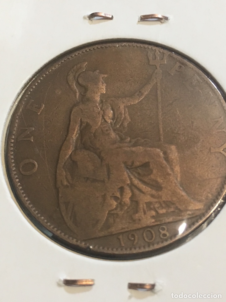 Monedas antiguas de Europa: Inglaterra un penique 1908 - Foto 2