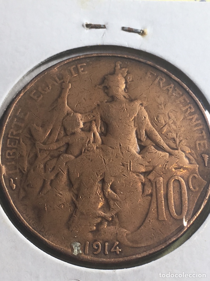 Monedas antiguas de Europa: Moneda de Francia 1914 10 c&eacute;ntimos - Foto 2