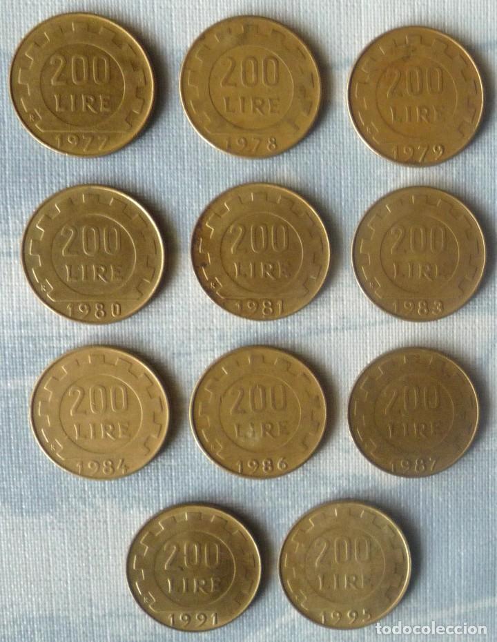 Monedas antiguas de Europa: LOTE DE 11 MONEDAS DE 200 LIRAS ITALIANAS. CON A&Ntilde;OS DIFERENTES