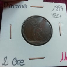 Monedas antiguas de Europa: DINAMARCA. 2 ORE DE 1894. MBC+