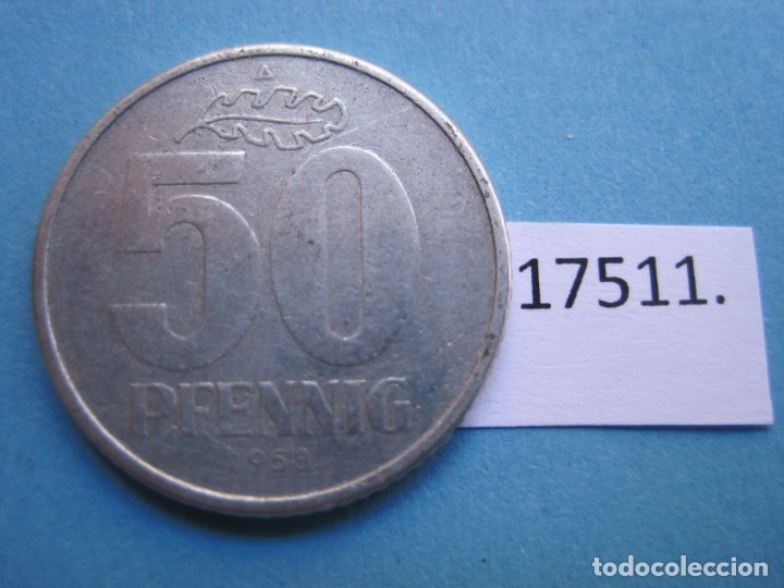 Monnaies anciennes de Europe: ALEMANIA COMUNISTA RDA ; DDR 50 pfennig 1958 A, escudo peque&ntilde;o