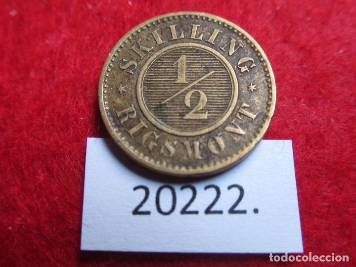 Monedas antiguas de Europa: Dinamarca 1/2 skilling 1857 - Foto 2