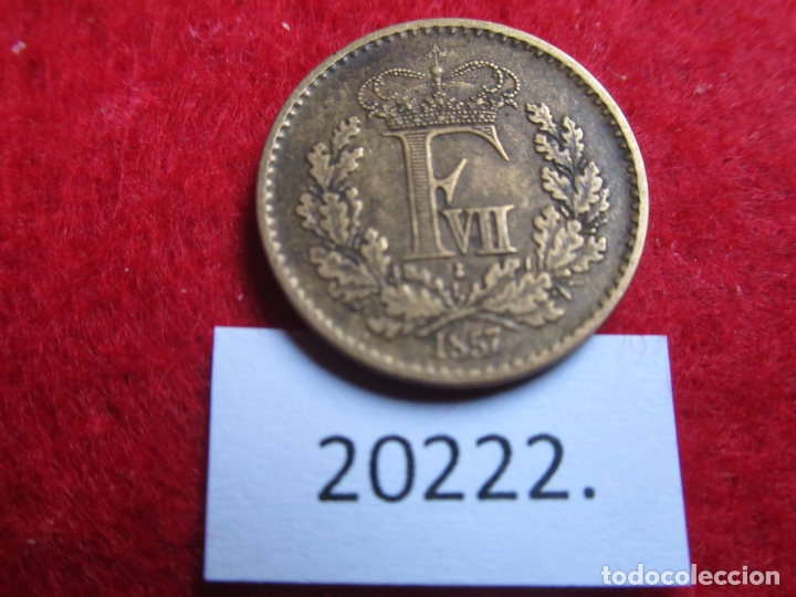 Monedas antiguas de Europa: Dinamarca 1/2 skilling 1857 - Foto 1