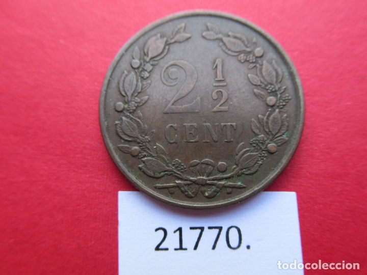 Monedas antiguas de Europa: Holanda 2 1/2 centimos 1877 - Foto 2