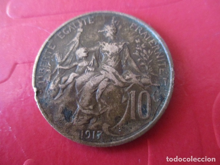 Monedas antiguas de Europa: Francia. 10 centimos 1917 - Foto 2