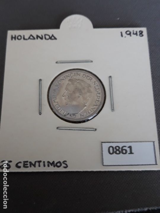 Monedas antiguas de Europa: Holanda 25 c&eacute;ntimos 1948 - Foto 1