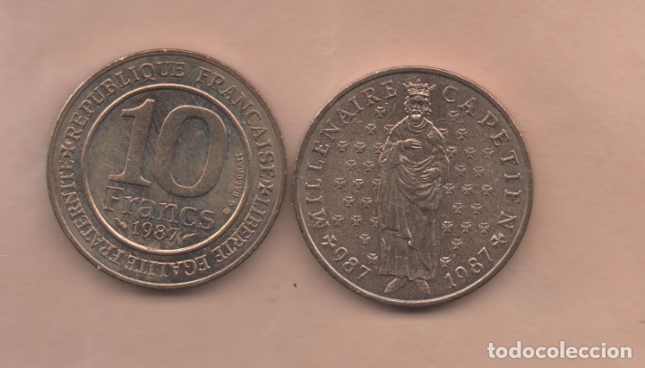 Monedas antiguas de Europa: FRANCIA - 10 franc 1987 KM961 Capitien - Foto 1
