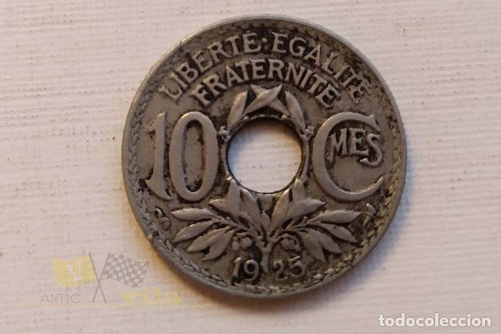 Monedas antiguas de Europa: Moneda de la Rep&uacute;blica Francesa - 10 Centimes - 1925 - Foto 2