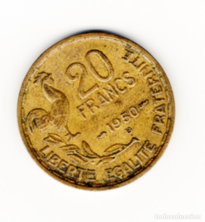 Monedas antiguas de Europa: 20 francs 1950 b - Foto 2