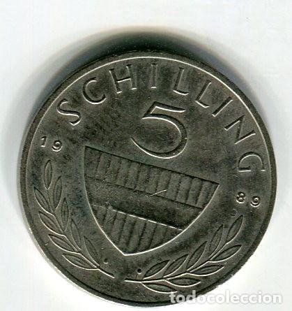 Monedas antiguas de Europa: AUSTRIA 5 CHELINES A&Ntilde;O 1989 - Foto 2