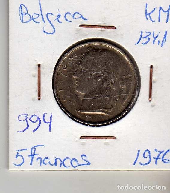 Alte M&uuml;nzen aus Europa: BELGICA 5 FRANCOS 1976