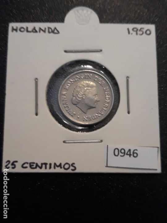 Monedas antiguas de Europa: Holanda 25 c&eacute;ntimos 1950 - Foto 1