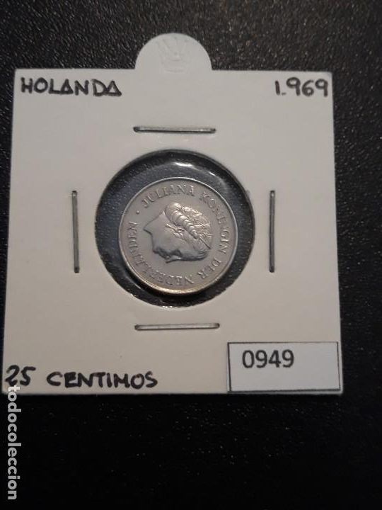 Monedas antiguas de Europa: Holanda 25 c&eacute;ntimos 1969 - Foto 1