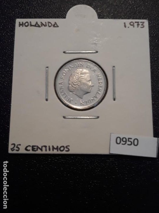 Monedas antiguas de Europa: Holanda 25 c&eacute;ntimos 1973 - Foto 1