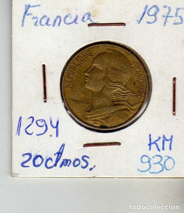 Monedas antiguas de Europa: FRANCIA 20 CENTIMOS 1975 - Foto 1