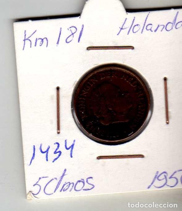 Monedas antiguas de Europa: HOLANDA 5 CENTIMOS 1956 - Foto 1