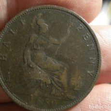 Monedas antiguas de Europa: MONEDA GRAN BRETAÑA MEDIO PENIQUE 1880 GOLPES EN REVERSO MIRA OTRAS SIMILARES EN VENTA