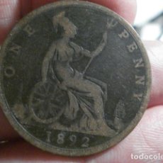 Monedas antiguas de Europa: MONEDA GRAN BRETAÑA UN PENIQUE 1892 - MIRA OTRAS SIMILARES EN VENTA