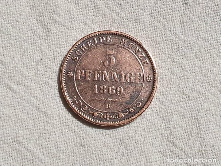 Old Coins of Europe: Saxe - Albertine 5 pfennige 1869 - MBC - cobre