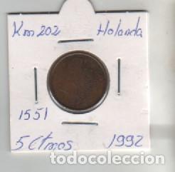 Monedas antiguas de Europa: MONEDA HOLANDA 5 CTVOS 1992 - Foto 1