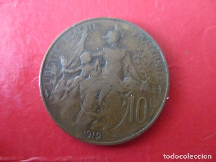 Monedas antiguas de Europa: Francia. moneda de 10 centimos. 1912 - Foto 2
