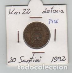 Monedas antiguas de Europa: MONEDA LETONIA 20 CENTIMO 1992 - Foto 1