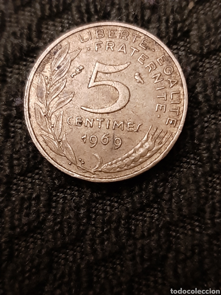 Monedas antiguas de Europa: 5 C&Eacute;NTIMOS FRANCIA MONEDA 1969 - Foto 1