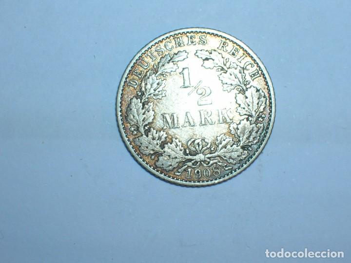 Monedas antiguas de Europa: ALEMANIA 1/2 MARCO 1908 E (1700) - Foto 2