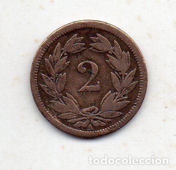 Monedas antiguas de Europa: Suiza. 2 C&eacute;ntimos. A&ntilde;o 1851. - Foto 1