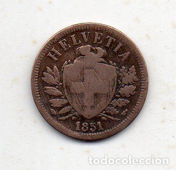 Monedas antiguas de Europa: Suiza. 2 C&eacute;ntimos. A&ntilde;o 1851. - Foto 2